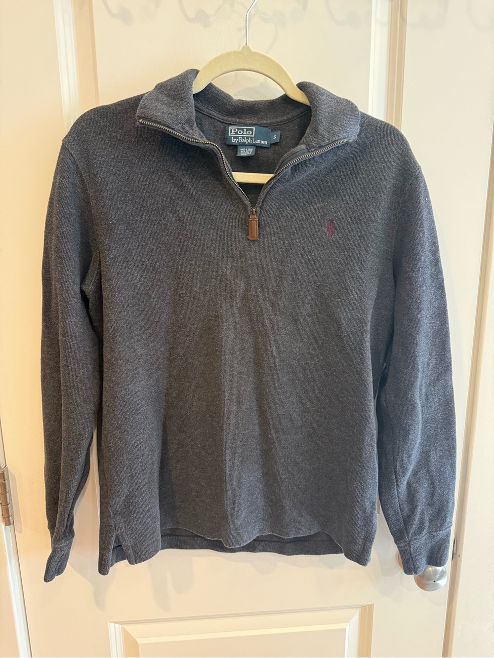 Polo Ralph Lauren dark gray quarter zip cotton sweater